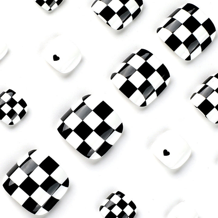 Artificial Nail Set with Attractive Chessboard Design Kalsten