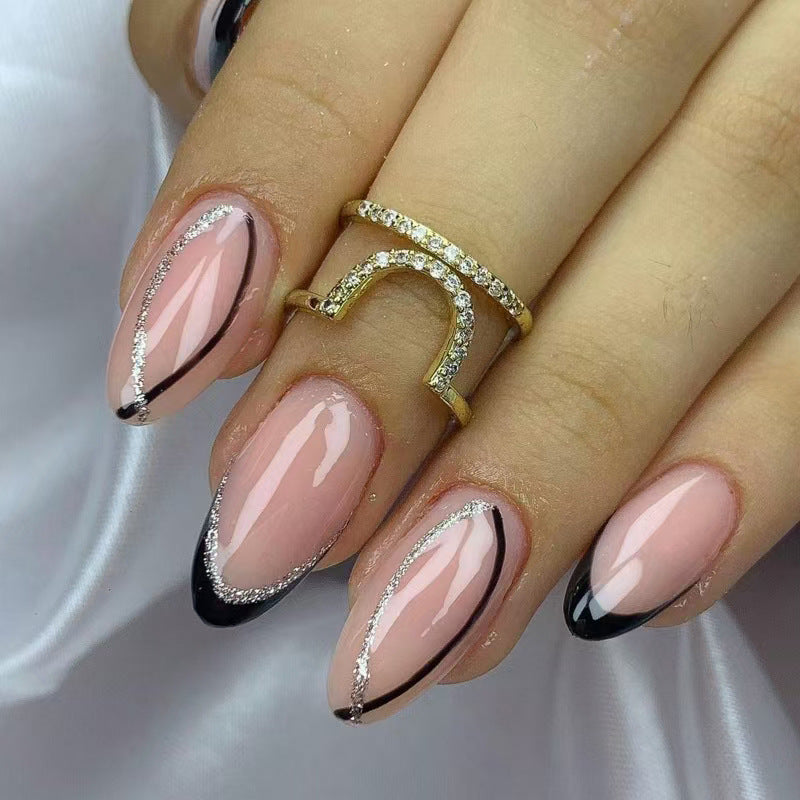Glamorous nail extensions with elegant lace design Kalsten