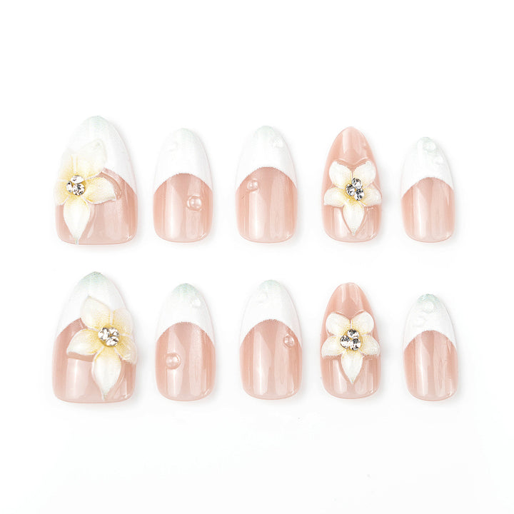 Premium Decorative Press-On Nail Set with Floral Accents Kalsten