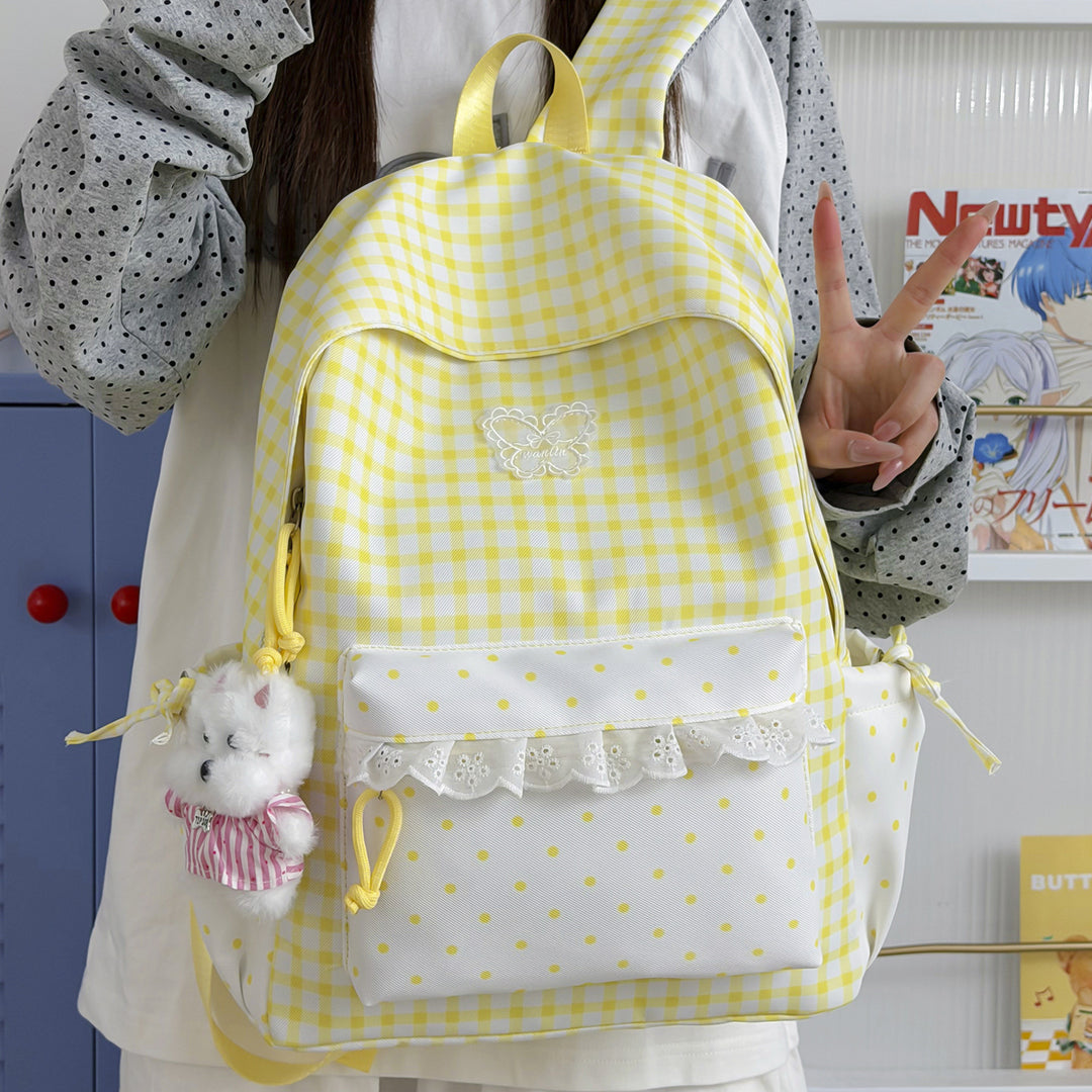 Fun Gingham Patterned Backpack Kalsten