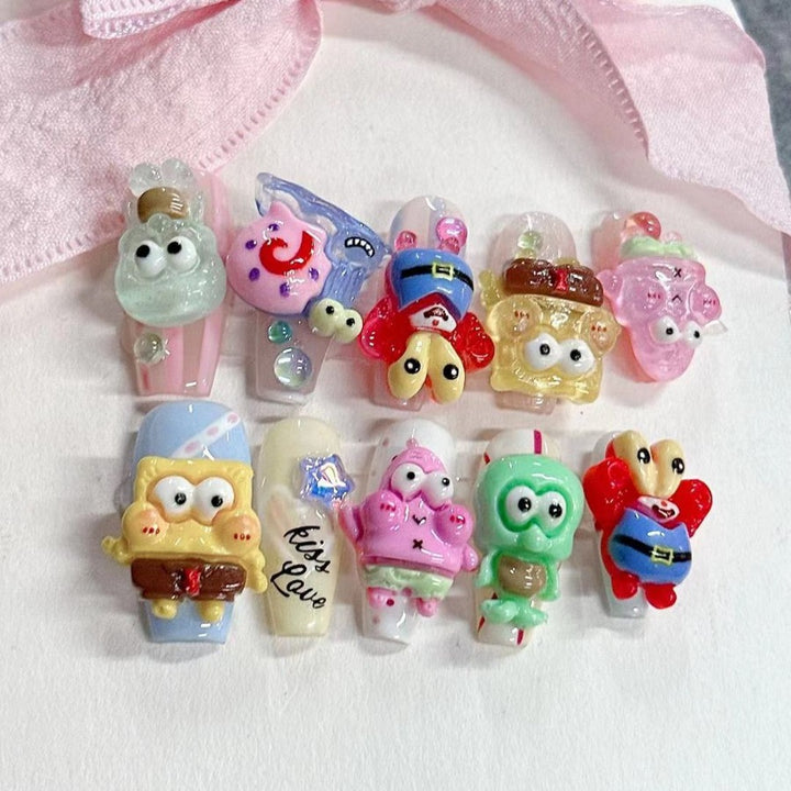 Whimsical Character 3D Press-On Nail Set