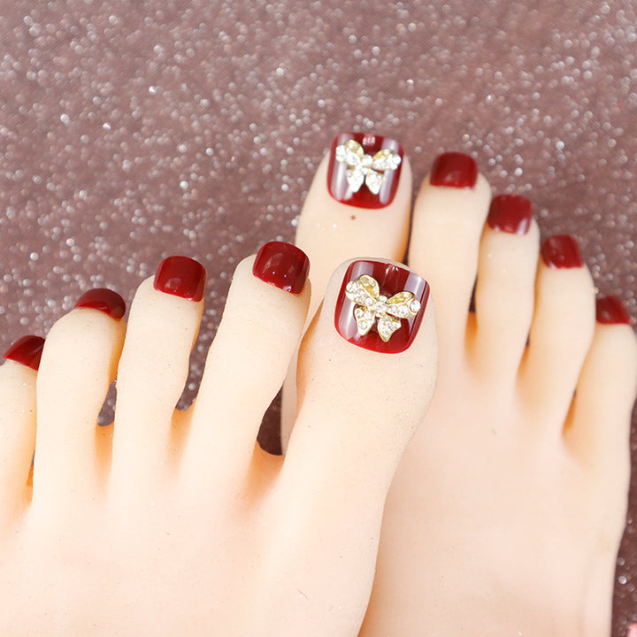 Decorative Rhinestone-Embellished Press-On Toenails