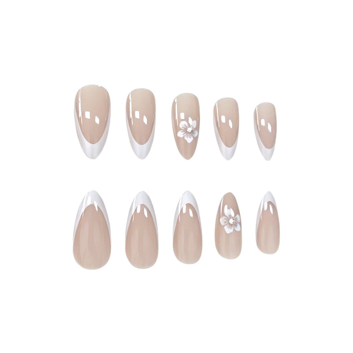 Elegant Floral French Tip Acrylic Nail Enhancements Kalsten