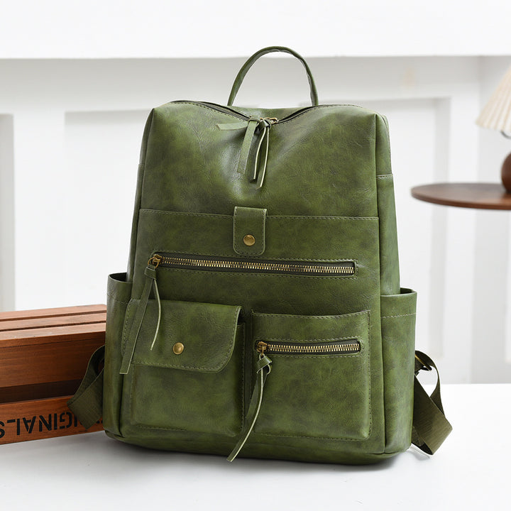 Stylish Multi-Pocket Faux Leather Backpack Kalsten