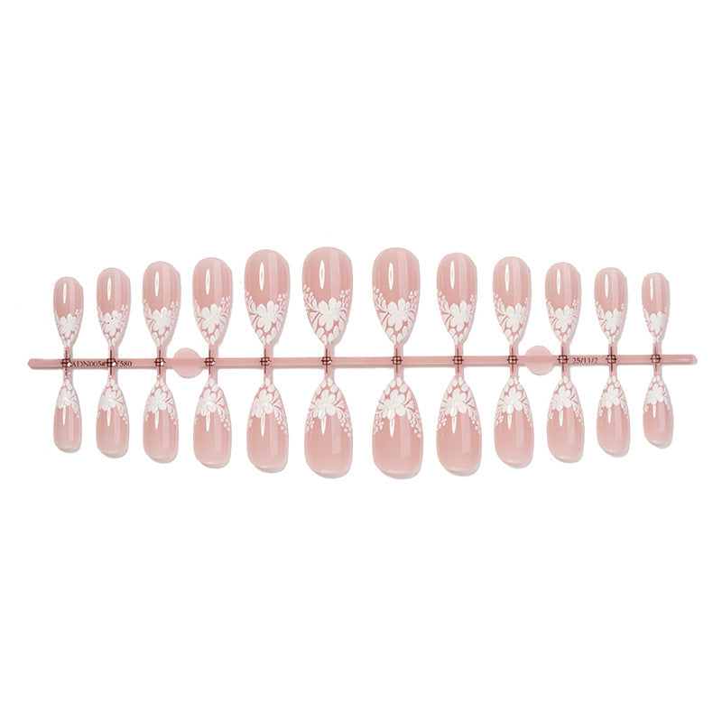 Elegant Decorative Press-On Nail Set with Floral Accents kalsten 1788495970
