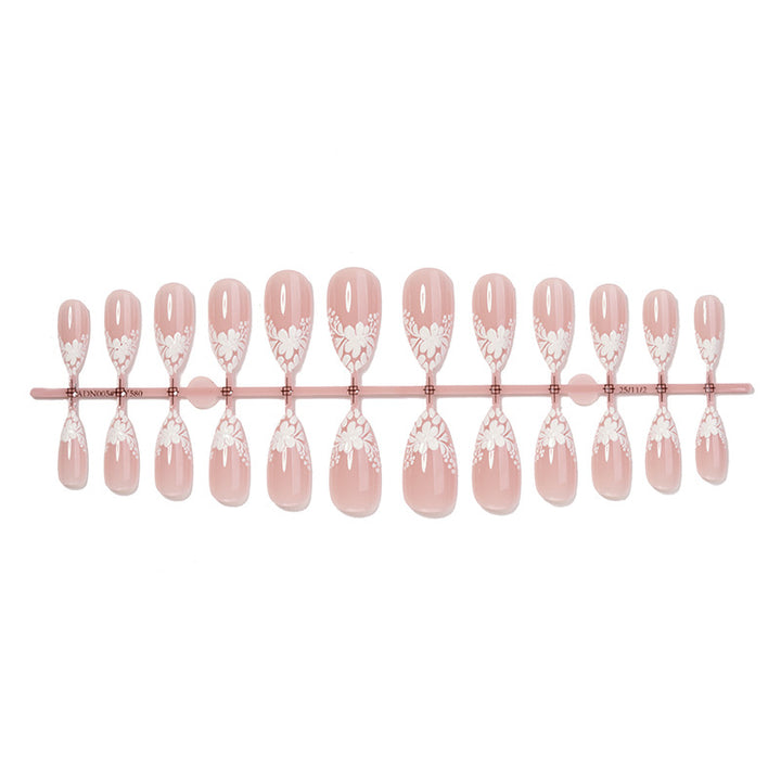 Elegant Decorative Press-On Nail Set with Floral Accents kalsten 1788495970