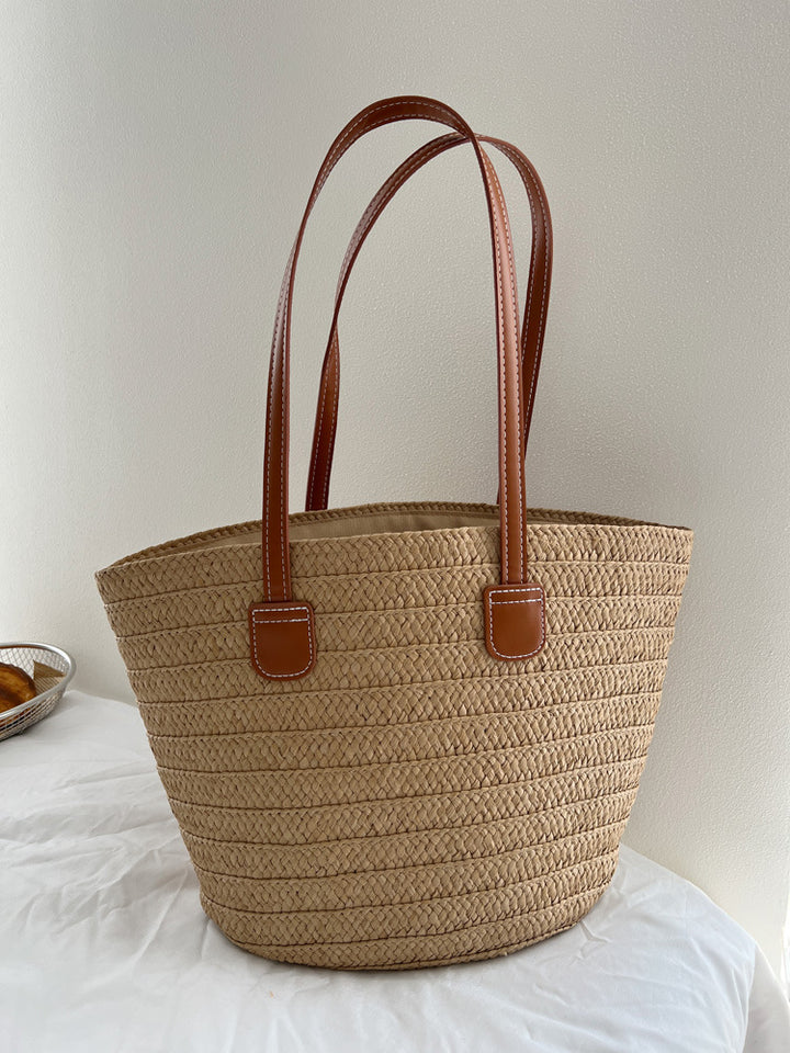 Handcrafted straw bag with elegant leather handles Kalsten