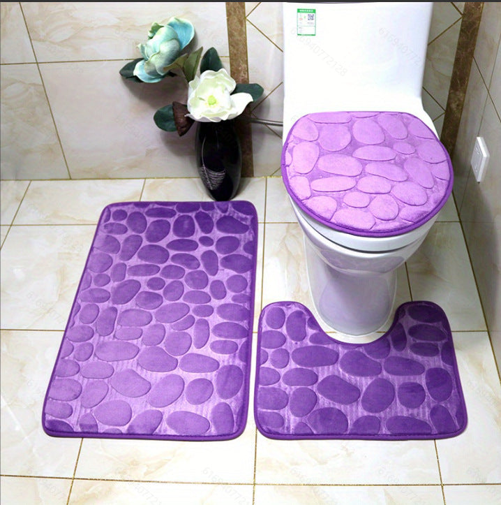 Textured Stone Pattern Bath Mat Set Kalsten