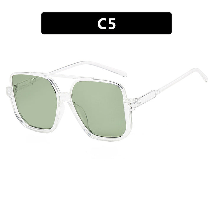 Women's square sunglasses with transparent frame and green tinted lenses Kalsten