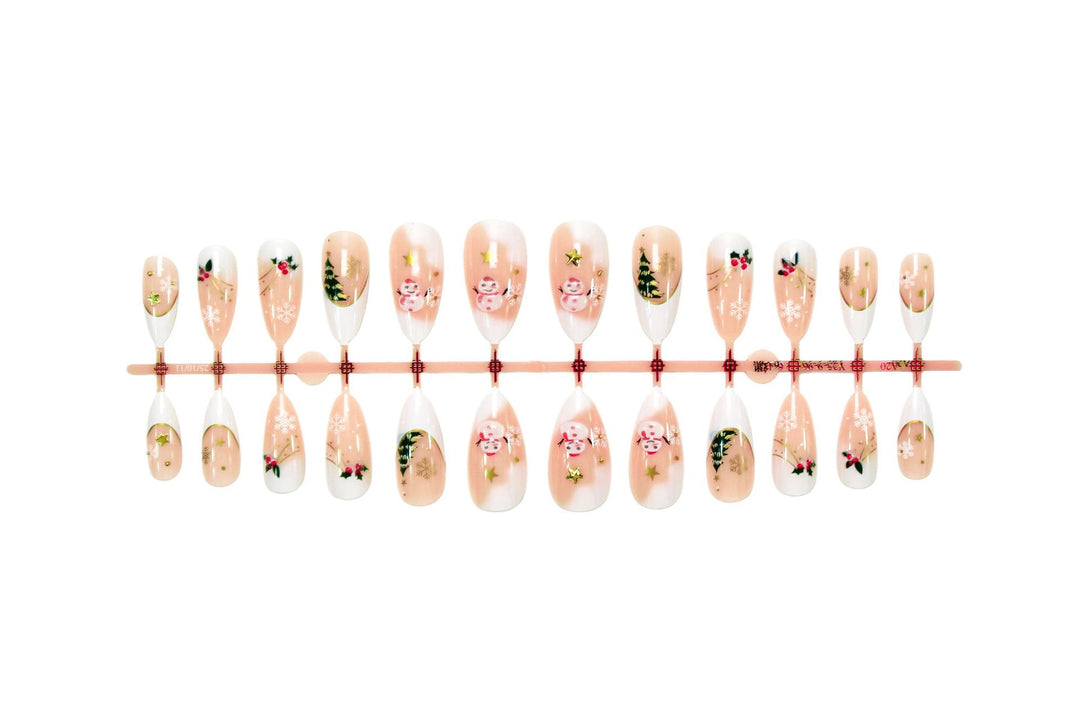 Artificial nail set with festive winter motifs and creative designs Kalsten