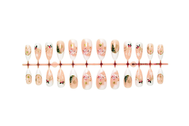 Artificial nail set with festive winter motifs and creative designs Kalsten
