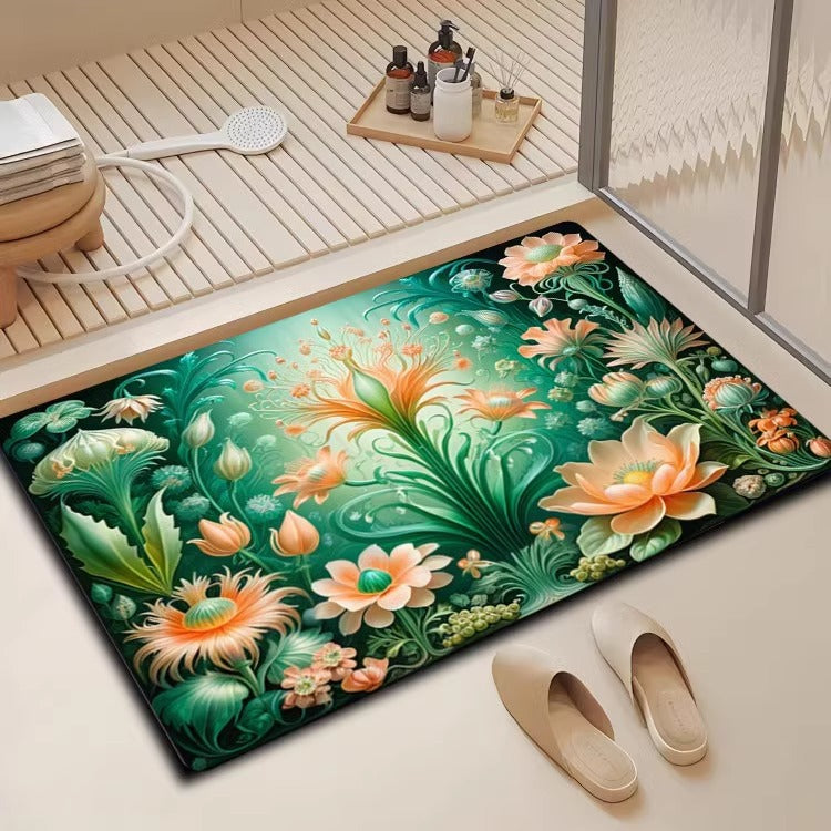 Floral Design Bath Mat Kalsten