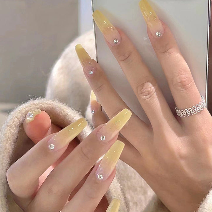 Rhinestone-Embellished Long-Lasting Press-On Nail Set