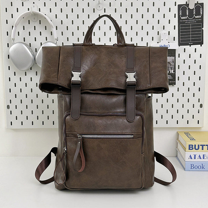 Roll-Top Leather Backpack