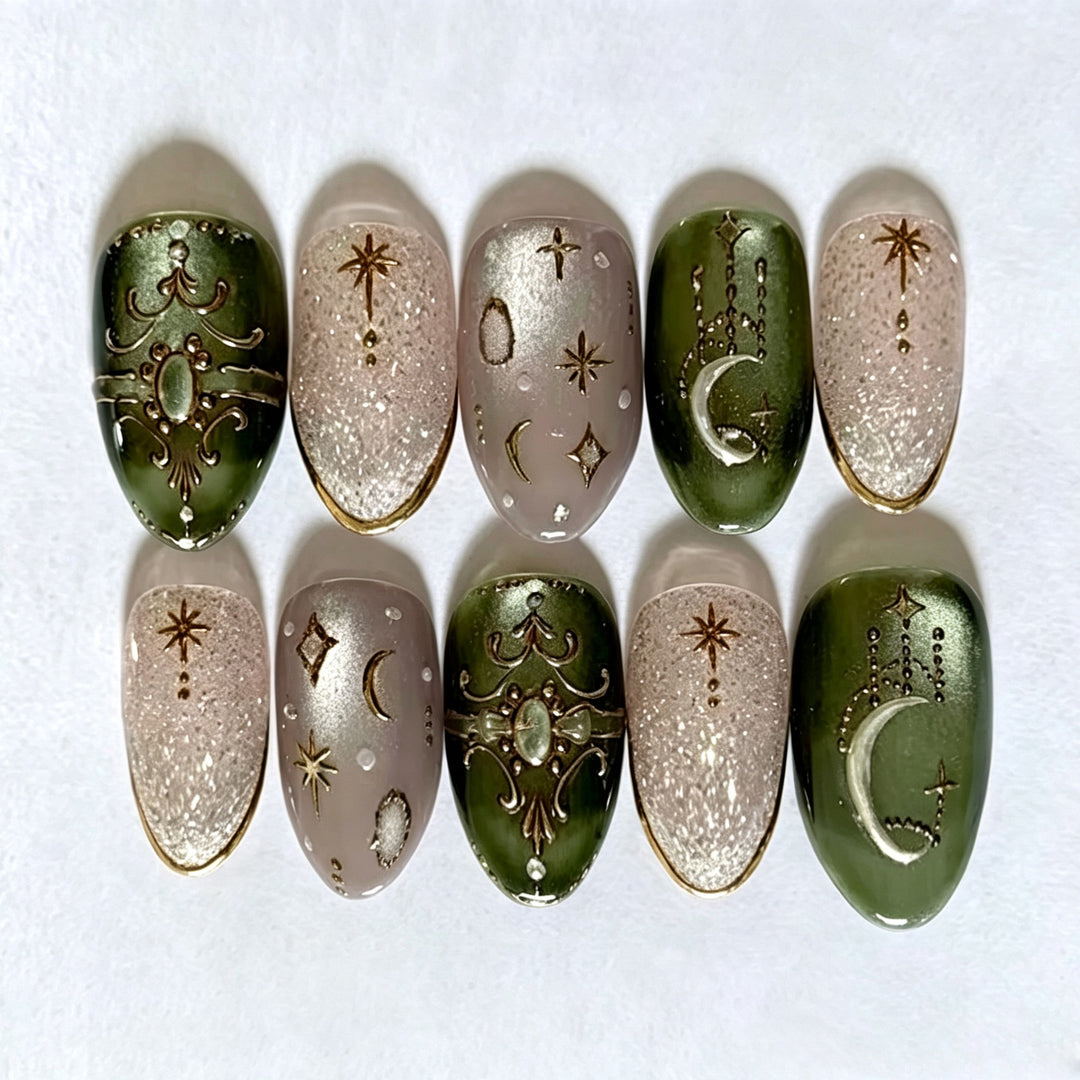 Celestial Themed Press-On Nail Art Set Kalsten
