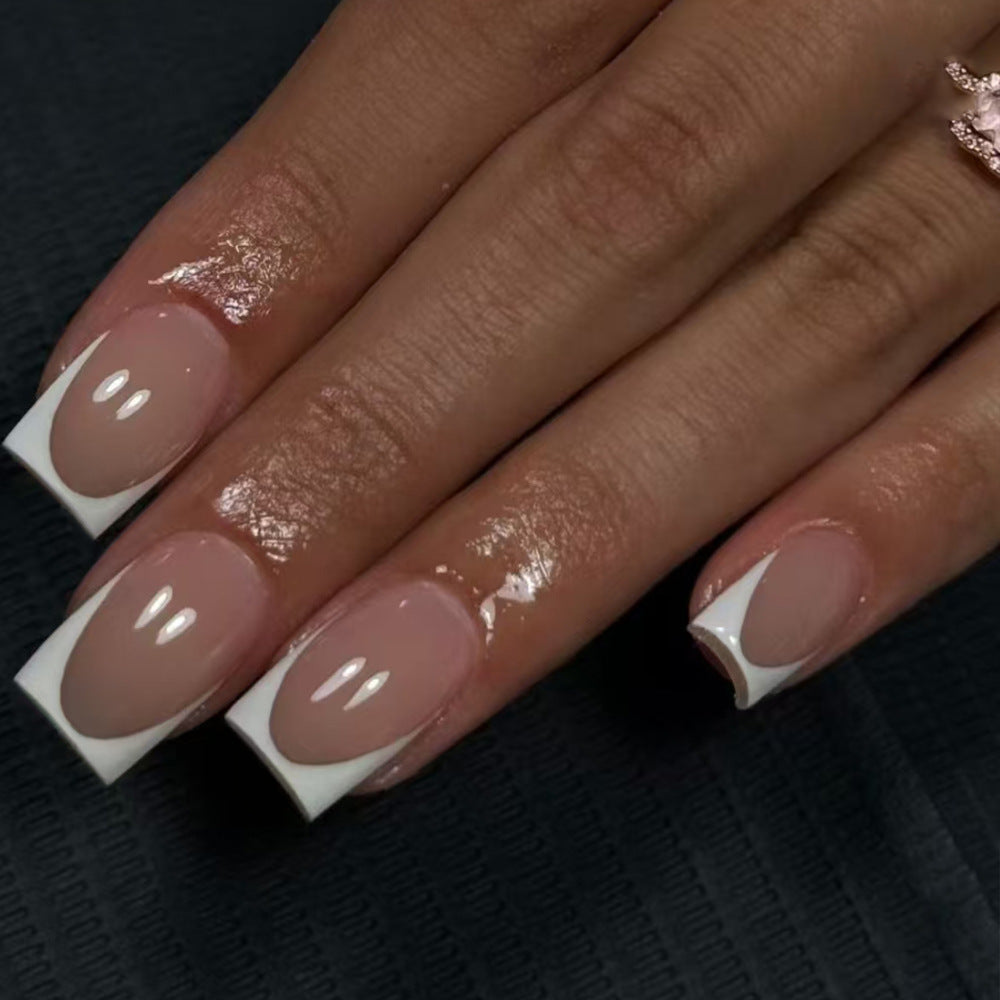 Elegant French Tip Acrylic Press-On Nails Kalsten