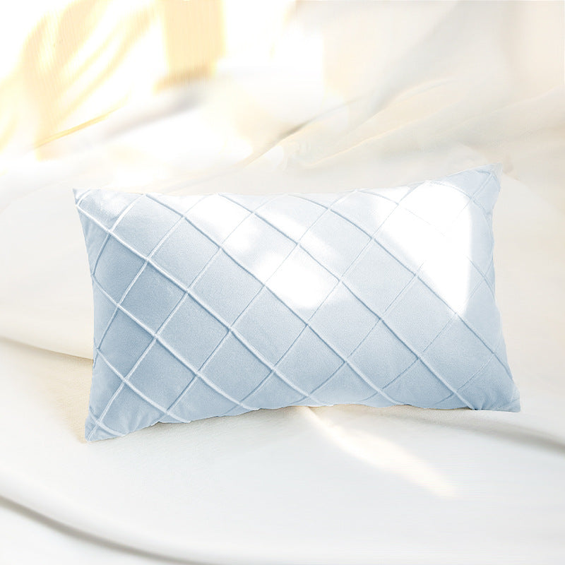Diamond Lattice Tufted Rectangular Lumbar Pillow Cover with Hidden Zipper