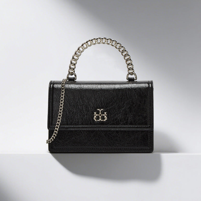 Elegant Leather Shoulder Bag with Chain Strap