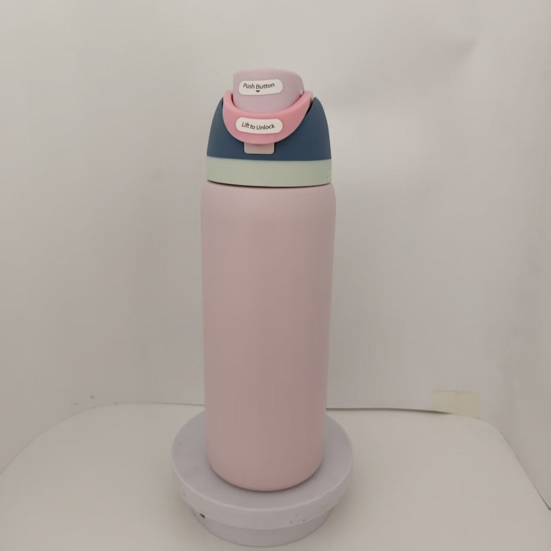 Double-Wall Vacuum Insulated Stainless Steel Travel Bottle With Flip Straw Leakproof Lid And Character Print