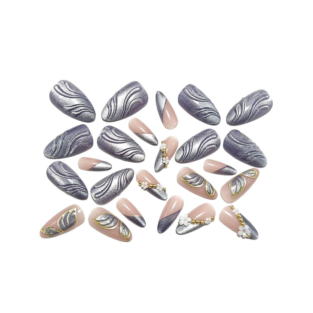 Artificial nails with elegant leaf look and floral design Kalsten