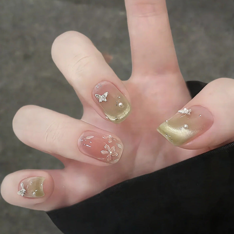Floral Butterfly Press-On Nail Art Kalsten