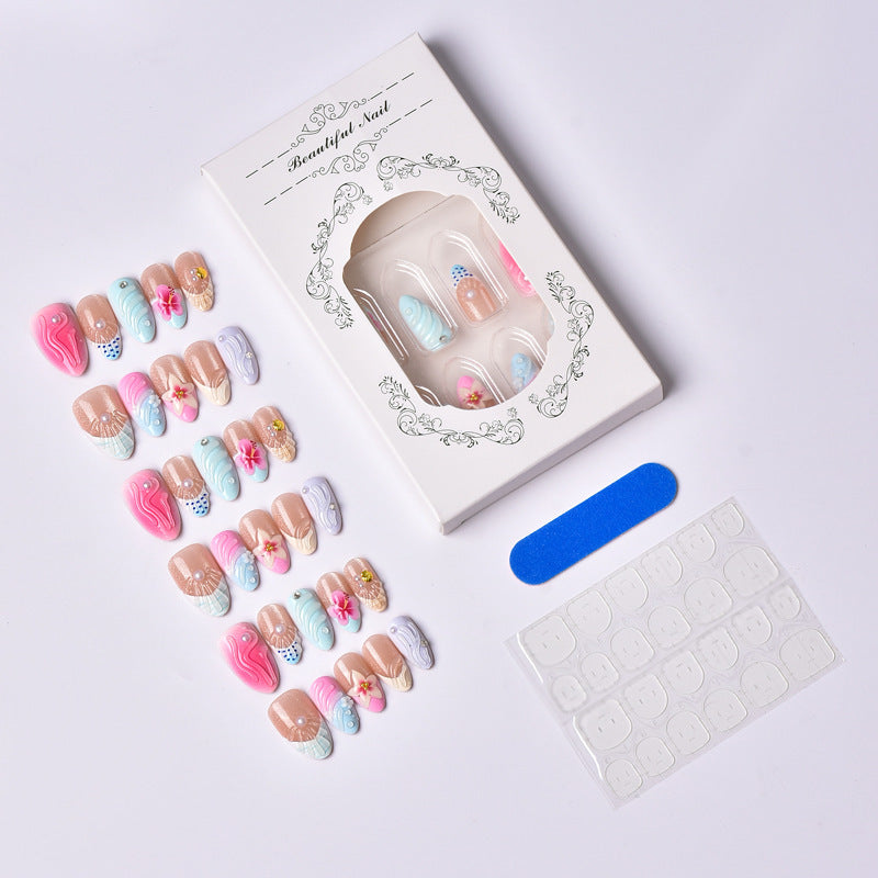 Artistic Floral-Embellished Press-On Nail Art Set