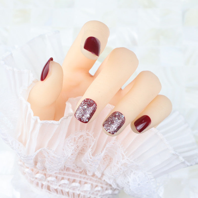 Glossy Press-On Nail Set with Glitter Accents Kalsten