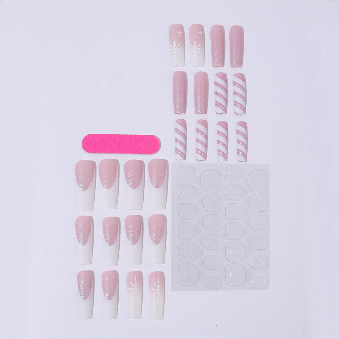 Creative Nail Art Set with Festive Candy Cane Design and Glittering Accents Kalsten