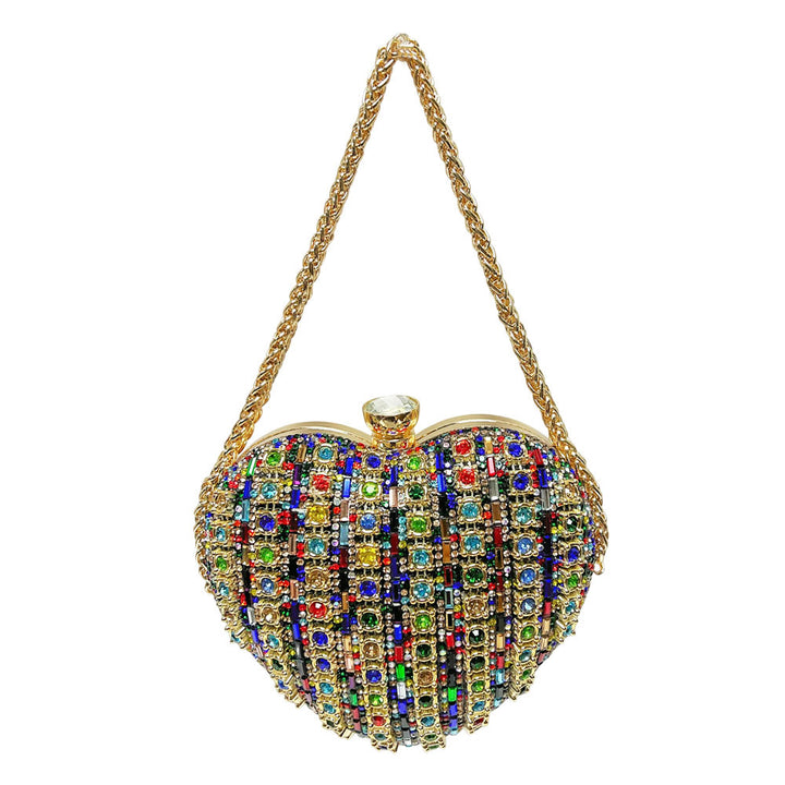 Rhinestone-Studded Heart Clutch