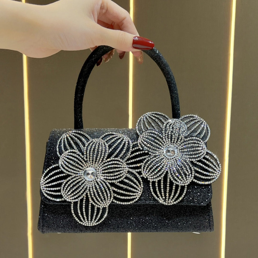 Flower Embellished Evening Handbag