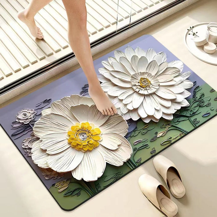 Luxurious Floral Design Bath Mat