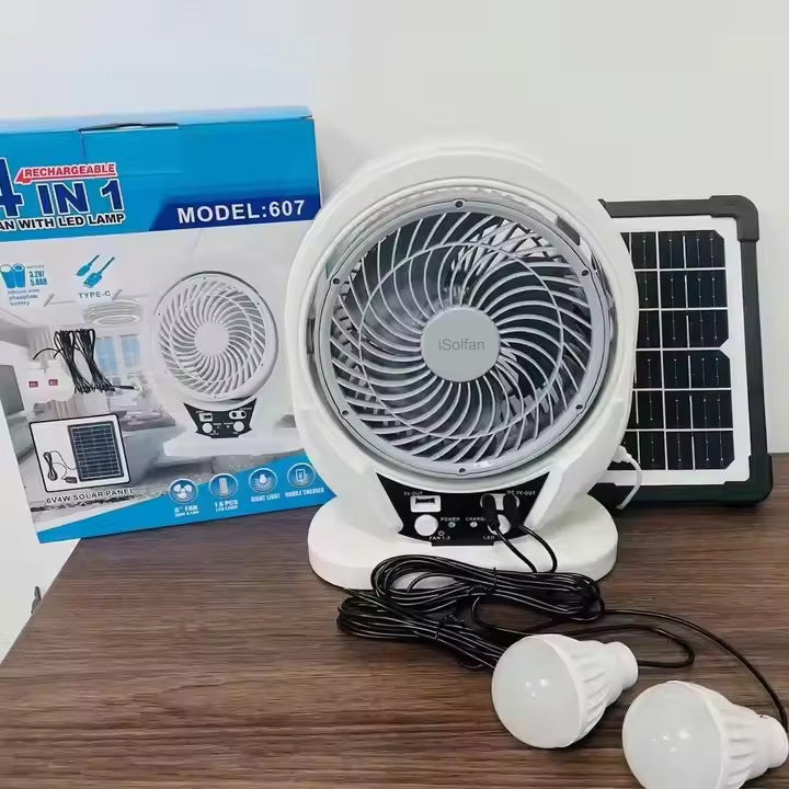 Women Portable Solar Fan with Integrated LED Lighting and USB Connection Kalsten