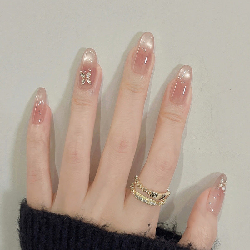 Elegant Ombre Press-On Nails with Floral Butterfly Accents Kalsten
