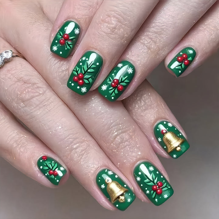 Festive Holiday-Themed Press-On Nail Art Kalsten 1787543135