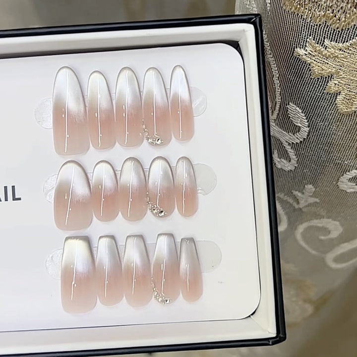 Elegant Press-On Nail Set with Ombre Finish and Decorative Accents Kalsten