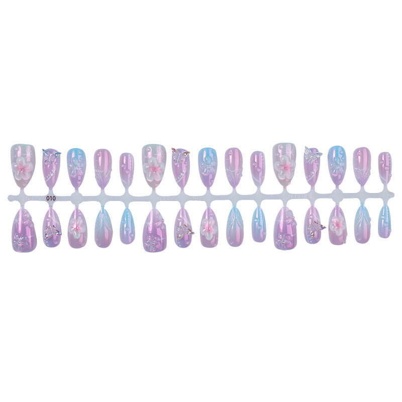 Artistic Press-On Nail Set with Floral Accents kalsten
