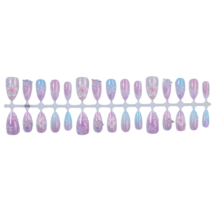 Artistic Press-On Nail Set with Floral Accents kalsten