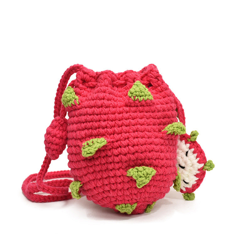 Crochet Strawberry-Themed Mini Backpack