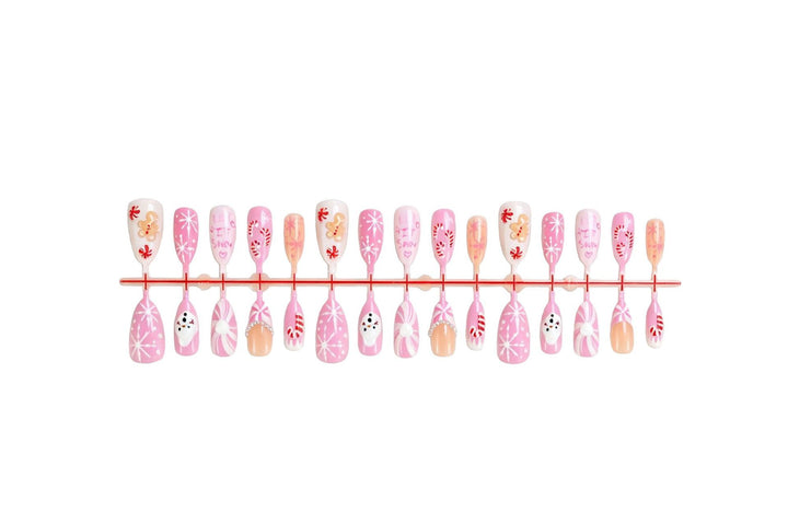 Acrylic nail set with festive Christmas designs and glamorous accents Kalsten