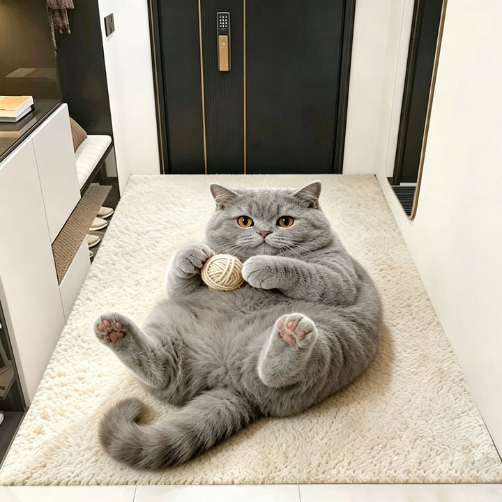 Plush Cat-Themed Area Rug