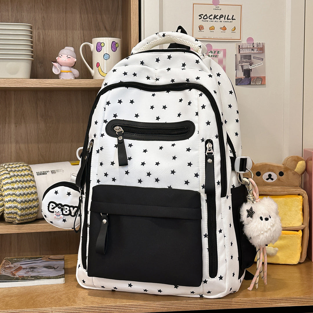 Backpack with Charming Star Applications and Practical Compartments Kalsten