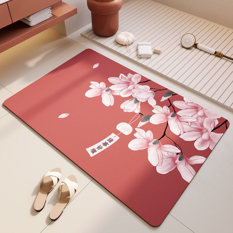 Floral-Themed Soft Bathroom Mat Kalsten