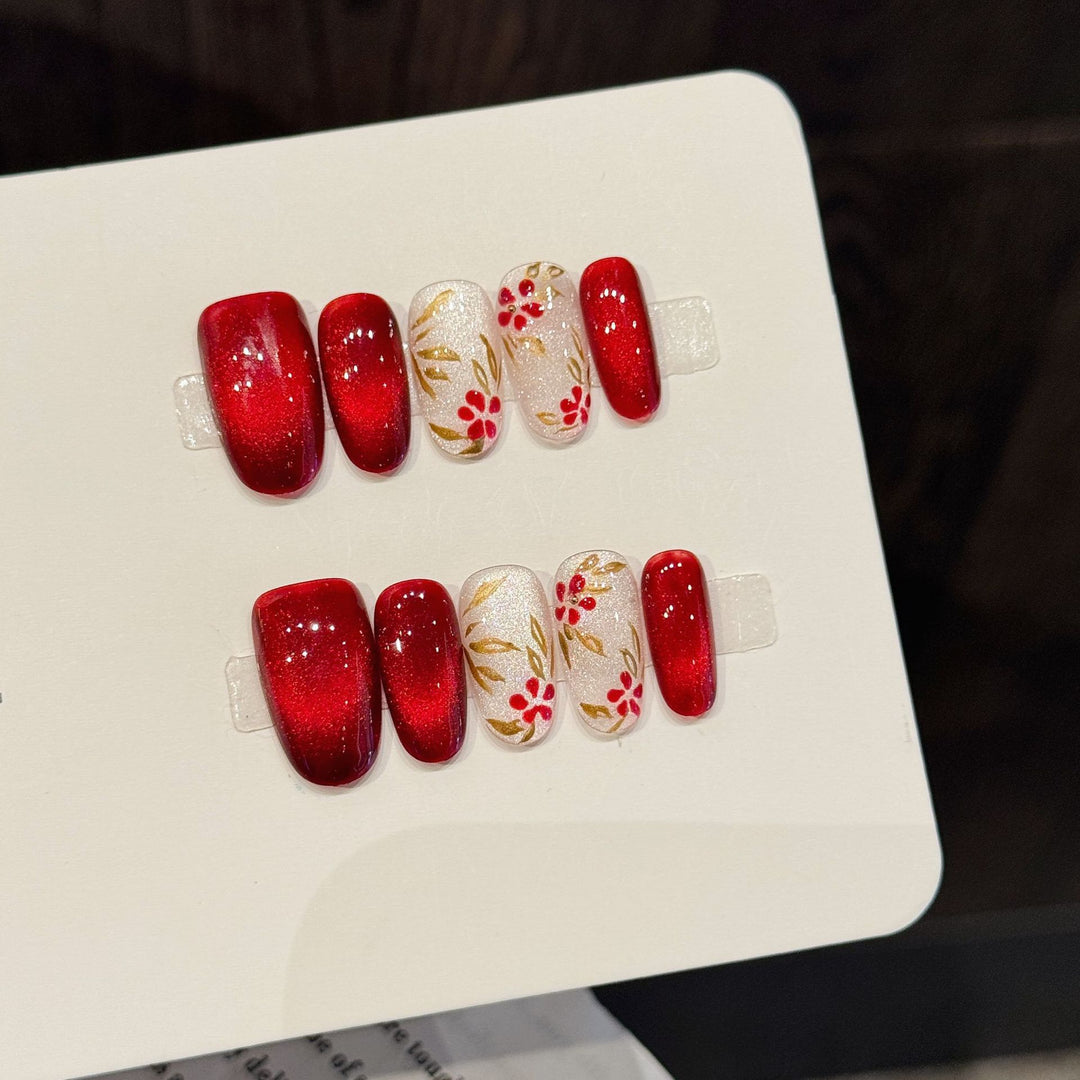 Artistic Floral Press-On Nail Set  1791773601