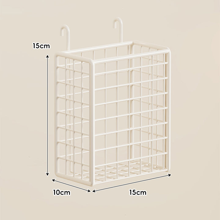 Compact Over-Cabinet Hanging Wire Grid Storage Basket with Dual Hooks