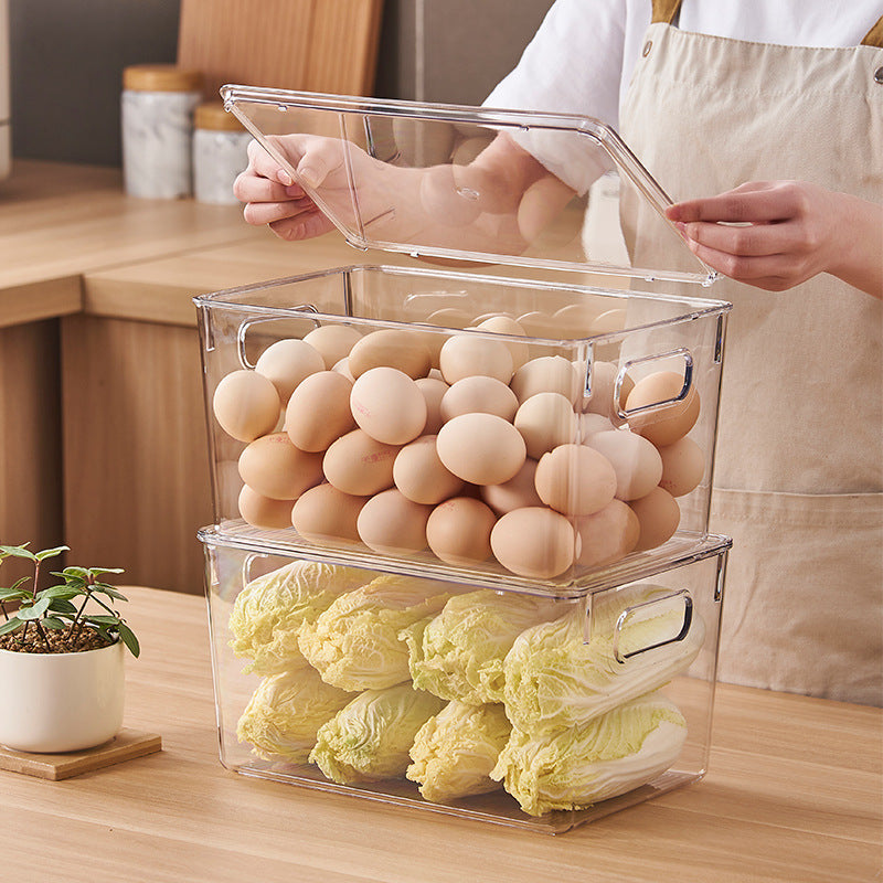 Flat transparent acrylic storage lid with sealing lip and elevated stand feet