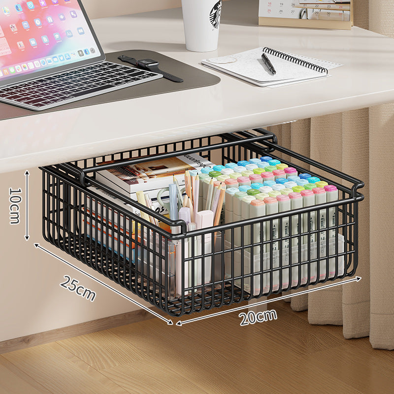 Under-Desk Sliding Mesh Storage Drawer Organizer Clamp-On