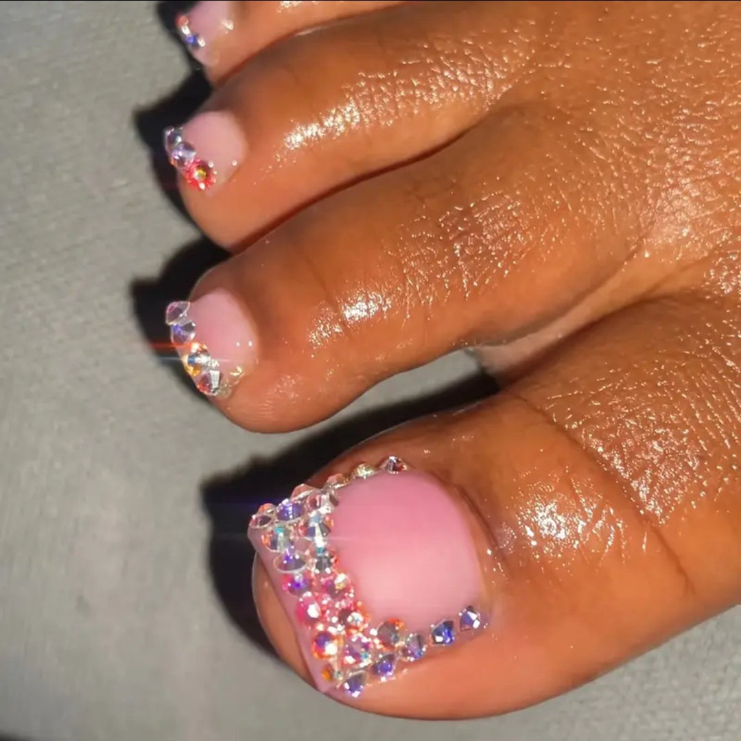 Decorative Rhinestone-Embellished Press-On Toenails 1790727372