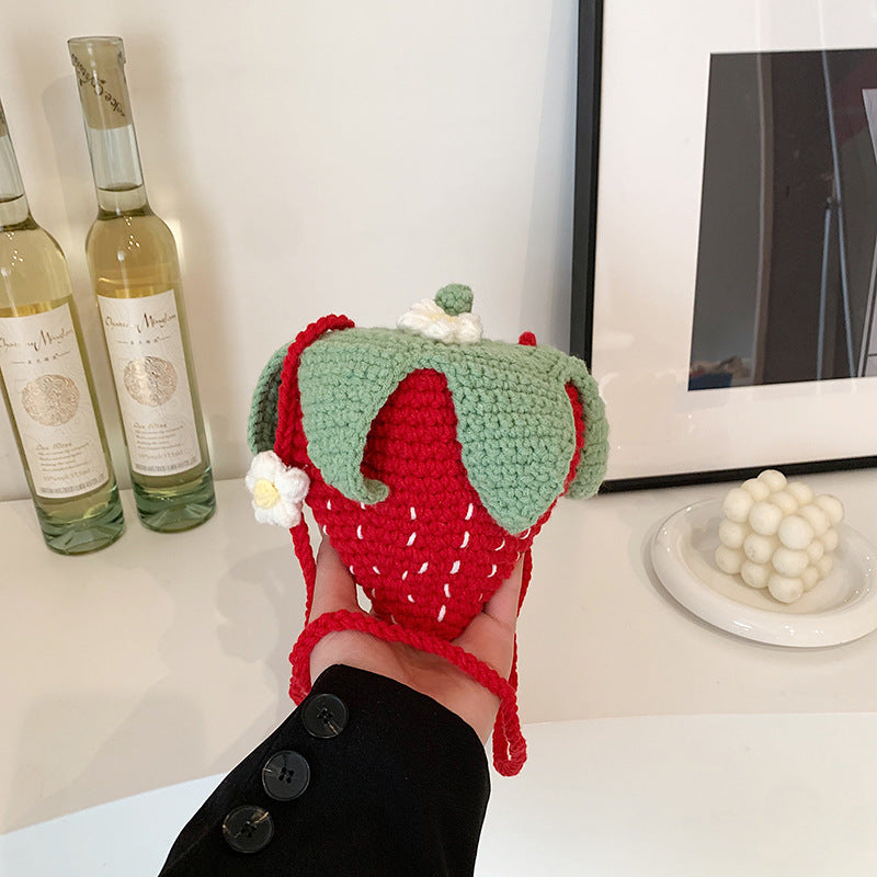 Fun Strawberry-Themed Crochet Mini Shoulder Bag