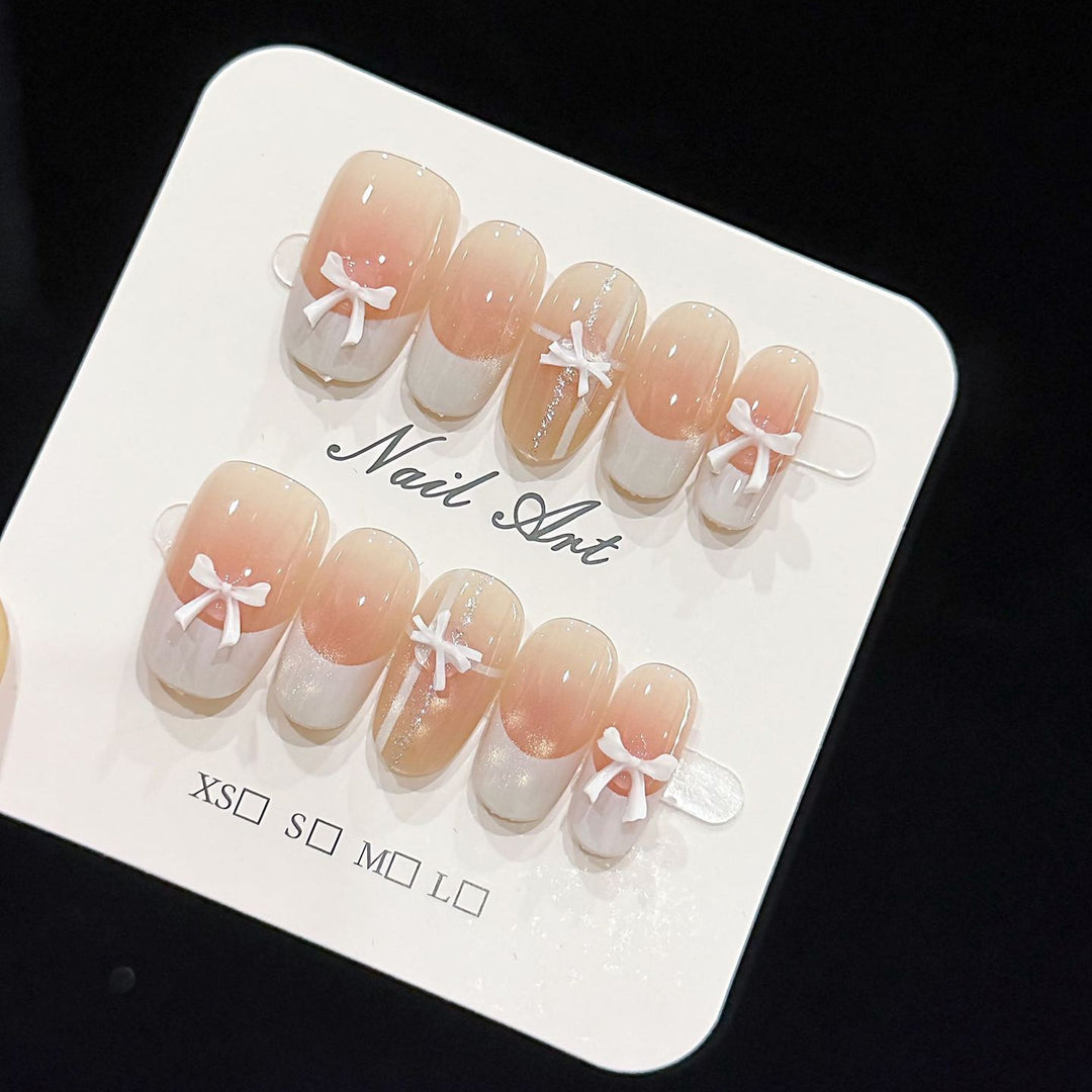 Decorative Press-On Nail Set with Cute Bow Accents Kalsten