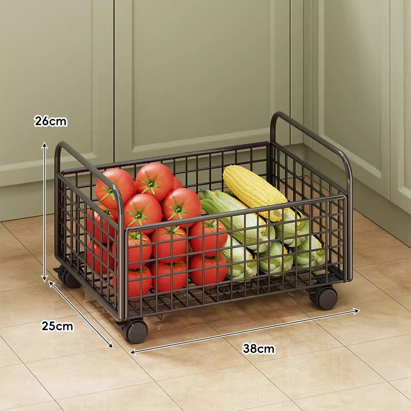 Modular Ventilated Mesh Pantry Trolley with Divided Shelves and Smooth Locking Casters